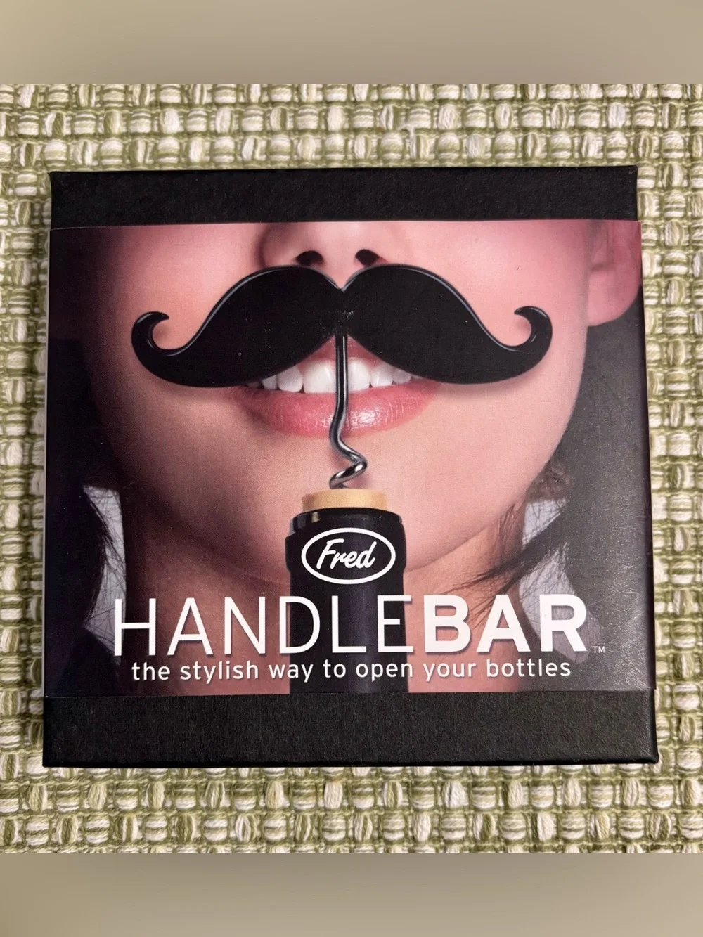Fred Handlebar Mustache Wine Bottle Opener NEW Black